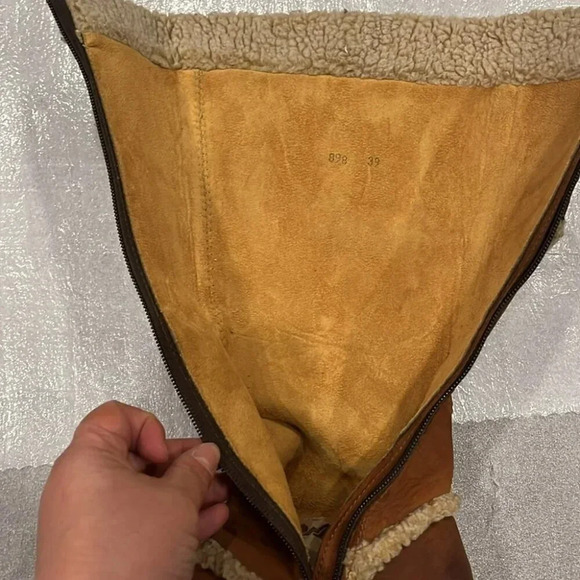 [39/8-8.5]The  Art Company Genuine Mustard Leather MidCalf Wool Heeled Boots - Picture 11 of 14